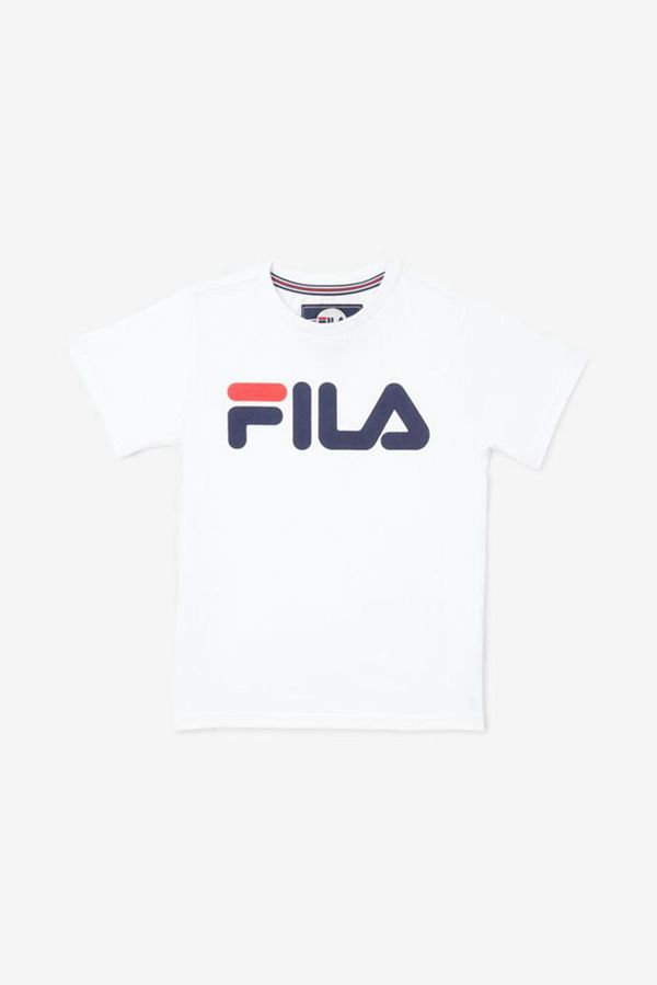 Fila White Sleeve Logo Boy's Tee - White,NZ 923-74853